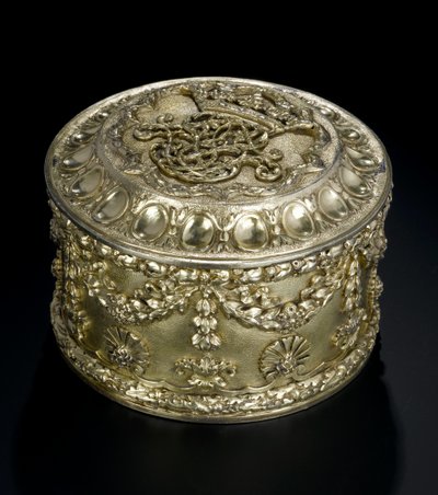 Silver-gilt circular box with cover from the Lennoxlove toilet service, owned by Frances Teresa Stewart, Duchess of Richmond and Lennox: French, Paris, assayed between April and September 1672 by French School