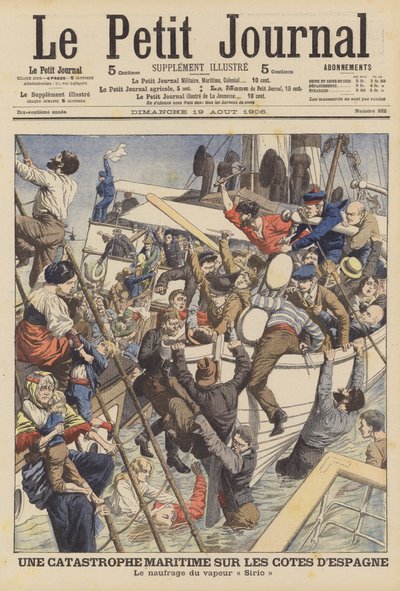 Sinking of the merchant steamer Sirio off Cartagena, Spain by French School