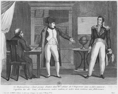 Sir Hudson Lowe Coming into the Study of Napoleon I on the Island of St. Helena Without Announcing Himself by French School