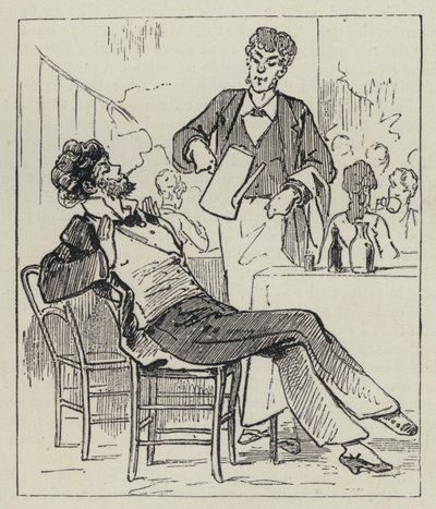 Smoking in a cafe by French School