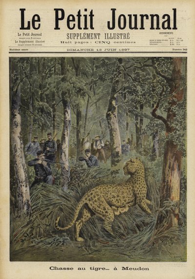 Soldiers hunting an escaped tiger, Meudon, France, 1897 by French School