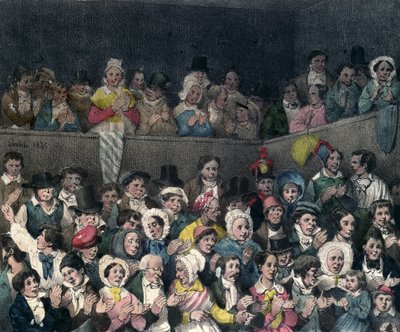 Spectators Applauding at the Theatre, engraved by Benard and Frey, 1837 by French School