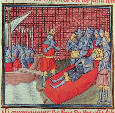St. Louis Dies of the Plague on 25th August 1270 during the Crusade against Tunis, from the manuscript 