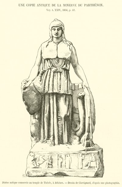 Ancient Statue Preserved in the Temple of Theseus, in Athens (engraving) by French School
