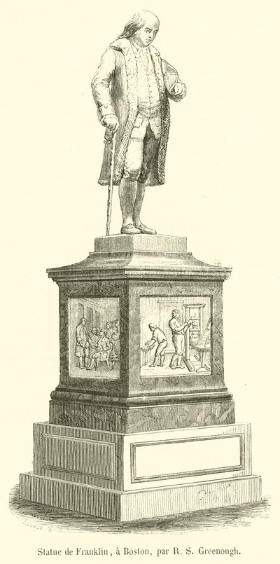 Statue of Franklin, in Boston by French School