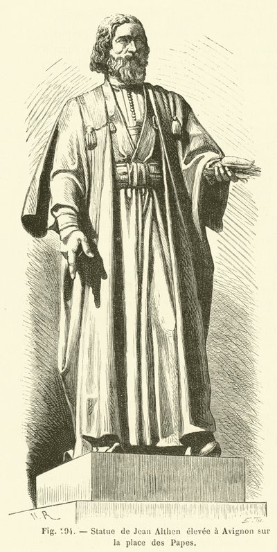 Statue of Jean Althen Erected in Avignon on the Place des Papes (engraving) by French School
