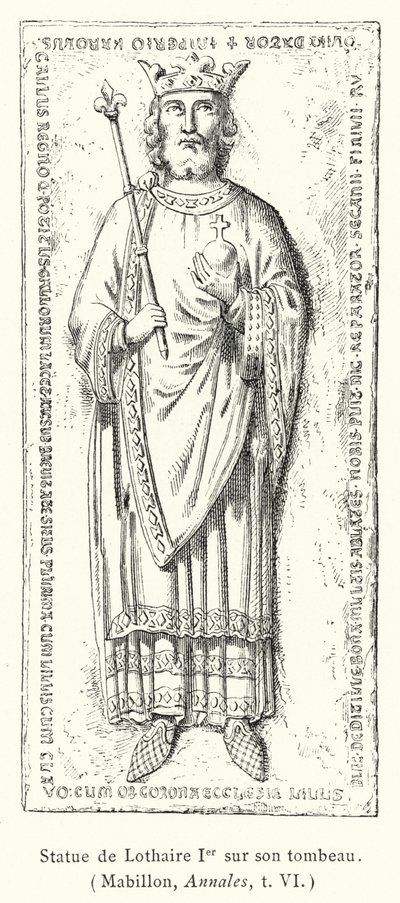 Statue of Lothair I on his tomb by French School