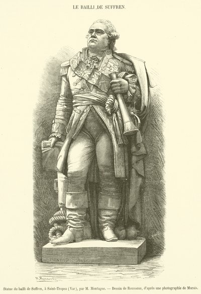Statue of the Bailiff of Suffren, in Saint-Tropez, Var (engraving) by French School