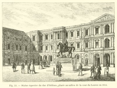 Equestrian statue of the Duke of Orleans, placed in the middle of the courtyard of the Louvre in 1844 by French School