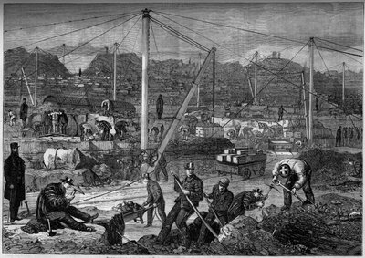 Strength Work: English Prisoners Working in a Stone Quarry. Portland Prison, England by French School