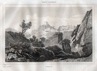 Subiaco Lazio in the Metropolitan City of Rome - Engraving from Picturesque Italy by M. de Norvins, Ch. Nodier 1834-1836. by French School