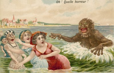 Swimmers Pursued by Sea Monster by French School