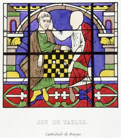 Table game. Facsimile of a stained glass from the Middle Ages in Histoire de la peinture sur verre by Ferdinand de Lasteyrie by French School