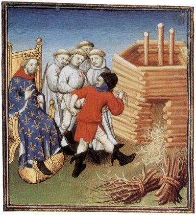 Templars Executed Under the Look of King Philippe IV le Bel in 1310, Illumination by French School