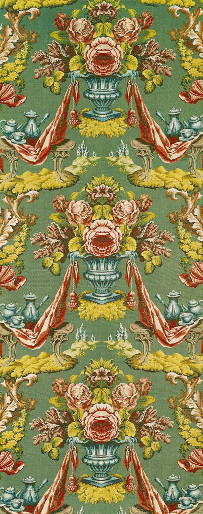 Textile with a Repeating Floral Motif by French School