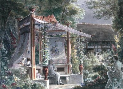 The Architect Jacques Ignace Hittorff in his garden in Paris by French School
