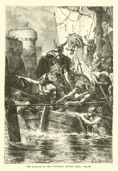 The Barques of the Northmen Before Paris by French School