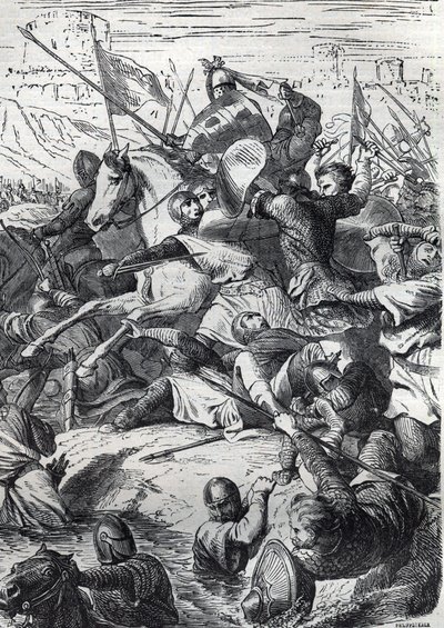 The Battle of Kortrijk (Battle of Golden Spurs) between the King of France and the Flemish Communal Militia on July 11 by French School