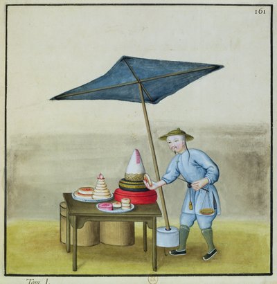 The Cake Seller, from a book on the street calls of Peking, c.1785 by French School