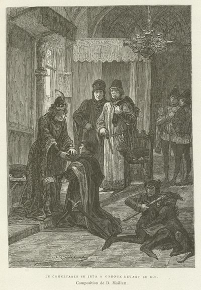 The Constable Threw Himself on His Knees Before the King by French School