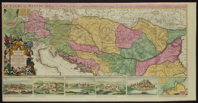 The Course of the Danube from its Source to its Mouth, based on the most recent memoires of P. Coroneli and S. Sanson, Geographer to the King by French School
