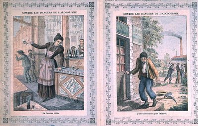 The Dangers of Alcoholism, cover of a school exercise book by French School