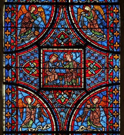 The Death and Glorification of the Virgin Mary Window - Top Section by French School