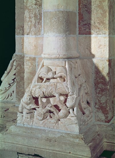 The Death of Lazarus and the Rich Man, from a capital in the nave by French School