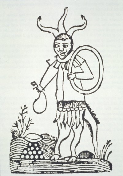 The Devil pointing out Hidden Treasures, copy of an illustration from Le Veritable Dragon Rouge, 2nd version, Lille 1521, used in a History of Magic, published late 19th century by French School