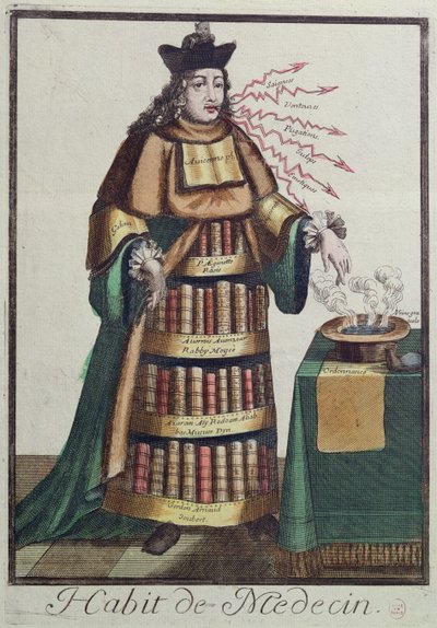 The Doctor, an allegorical costume design, after an image engraved by one of the Larmessin family by French School