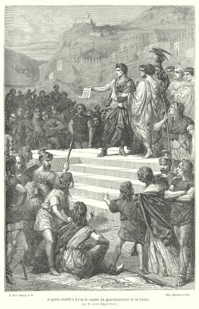 The Emperor Augustus establishing the administrative centre of Roman Gaul at Lugdunum (Lyon) by French School