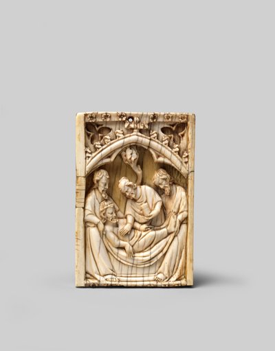 The Entombment of Christ (upper half of the right wing of a diptych) by French School
