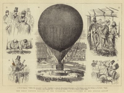 The Great Captive Balloon at the Tuileries, Paris by French School