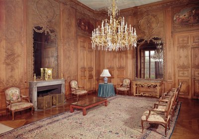 The Great Lounge with Woodwork Attributed to Verbeck and Louis XV Period Furniture Signed by D. Delant and F. Folliot by French School