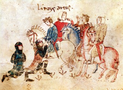 The Knights Esclabor and Arphasar Offer their Services to King Arthur, from the Roman de Meliadus by French School