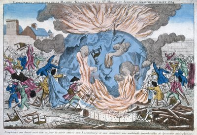 The Lamentable Burning of the Aerostat of Mioloan and Janinet, 11th July 1784 by French School
