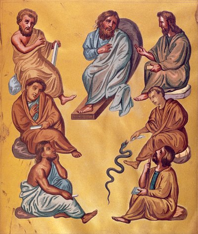 The Major Physicians of Antiquity, facsimile from the Codex Constantinopolitanus of Dioscorides by French School