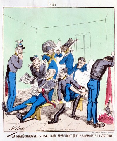 The Maréchaussée Versailles learns that she won the victory... Cartoon about the Paris Commune, circa 1870 by French School