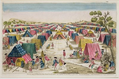 The Prussian Army Camp, Drawn from Life on the Fields in Pomerania, engraved by Vale, c.1750 by French School