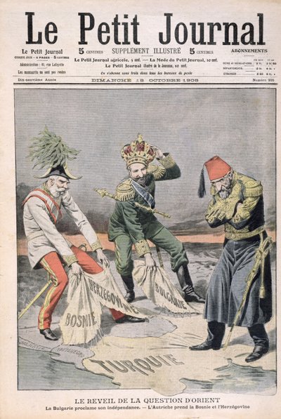 The Resurgence of the Matter of Oriental Countries and the Balkans, cover illustration from Le Petit Journal, 18 October 1908 by French School