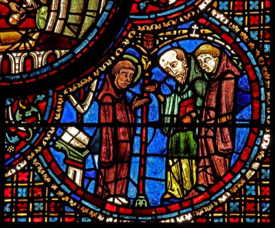 The St Lubin Window: His Meditations Are Interrupted by Two Monks by French School