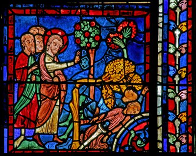The St Martin window: the saint causes a tree to fall on the heathen by French School