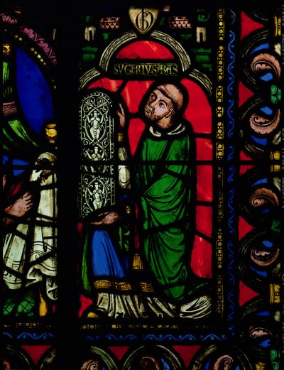 The Tree of Jesse Window, detail depicting Abbot Suger giving a window by French School