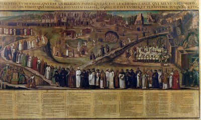 The Two Paths of Religion, depiction of the divide between Protestantism and Catholicism by French School
