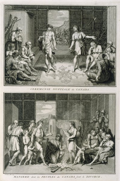 The Wedding Ceremony and the Manner of Divorce in Canada, Illustration from Religious Ceremonies and Customs, Engraved by Bernard Picart by French School