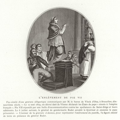 The Abduction of Pope Pius VII, Rome, 6 July 1809 by French School