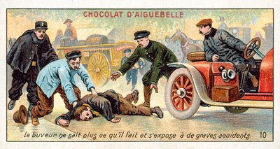 The drunkard does not know what he is doing and exposes himself to the risk of serious accidents by French School