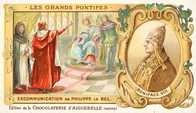 The excommunication of Philip IV of France by Pope Boniface VIII by French School