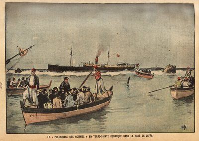 The Pilgrimage of Men in the Holy Land of Jaffa (Israel). Engraving in "Le Pelerin" 8/09/1901. Selva Collection. by French School