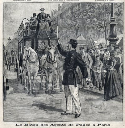 The Stick of Police Officers in Paris to Regulate Traffic in the Streets of the Capital, in 